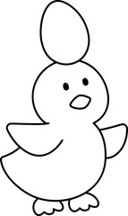 Chick outline.
Easter cute chick with egg on head outline vector.
Transparent background.
