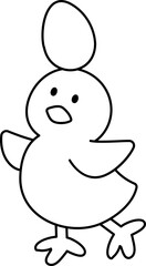 Chick outline.
Easter cute chick with egg on head outline vector.
Transparent background.
