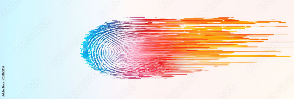 Fototapete an abstract close-up of a fingerprint merged with geometric shapes and lines, creating a modern and 