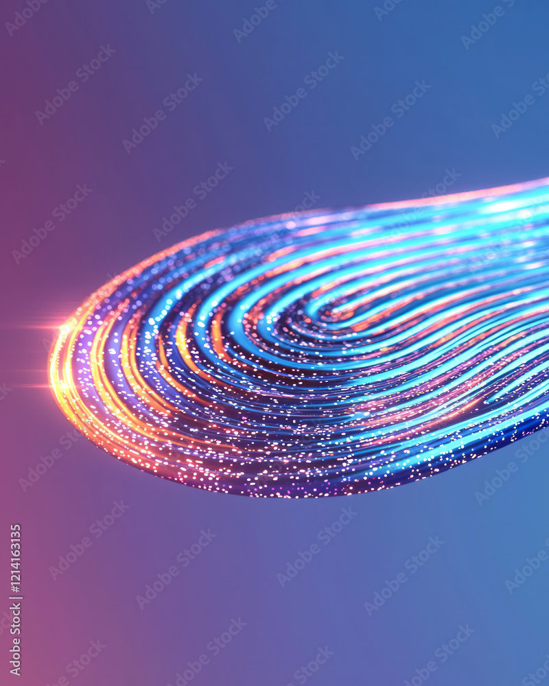 Fototapete a creative close-up of a fingerprint with abstract paint splashes blending into the ridges, set agai
