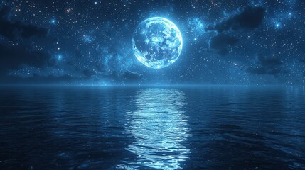 Galactic swirls reflecting on an interstellar sea serene photorealism starlit skies soft mood