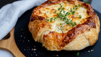 Golden-brown pastry filled with caramelized onions and Gruyere cheese