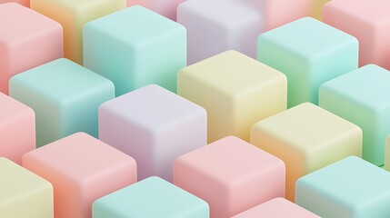 Obraz premium Pastel Colored Cube Arrangement with Soft Shadows and Smooth Surfaces in a Harmonious Pattern