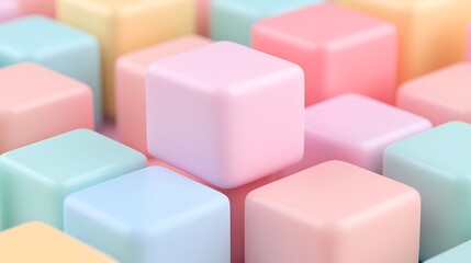 Fototapeta premium Pastel Colored Cubes Arranged in a Pattern for Creative Backgrounds and Design Projects