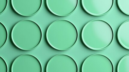 Seamless Pattern of Circular Green Plates on a Soft Green Background for Modern Design and Decoration Projects