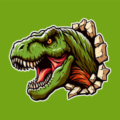T-Rex Roar out from the Wall Illustration
