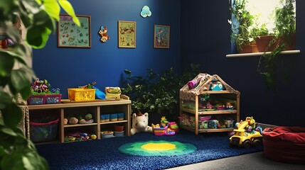 Colorful preschool playroom with toys and educational decor for creativity and fun : Generative AI