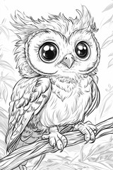 Fototapeta premium Baby owl sitting on a branch