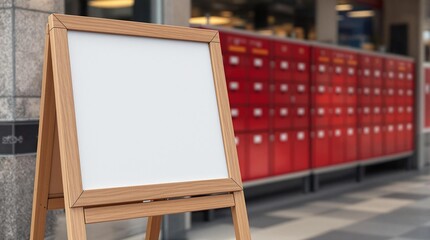 blank signboard near post office for public notices, community advertising, and local marketing