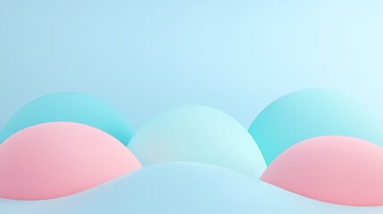 Soft Pastel Colored Hills with Smooth Curves in a Minimalistic Aesthetic Design