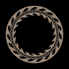 Circle classic greek ornament frame. Greek wave meander. Circle european border. Patterns of Greece, ancient Rome. Vitruvian wave. For card, textile, engraving, embroidery, porcelain, engraving  