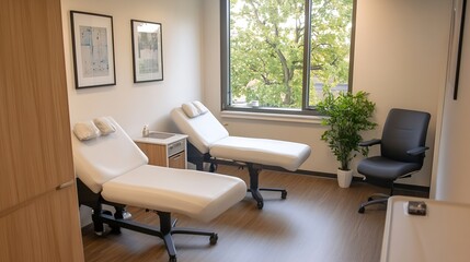 Tranquil Twin Treatment Room with Modern Decor and Natural Light for Perfect Relaxation : Generative AI