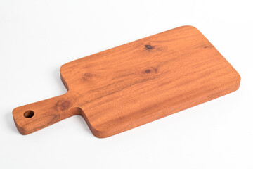 Wooden cutting board isolated on white background, handmade wood cutting board