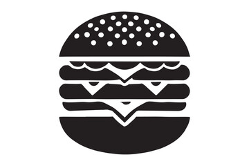 Burger silhouette vector with white background