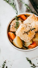 Perfectly golden chicken and vegetable pie with flaky crust