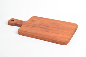 Wooden cutting board isolated on white background, handmade wood cutting board