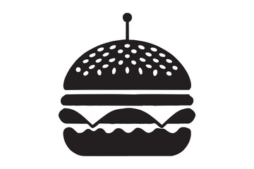 Burger silhouette vector with white background