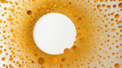 Abstract Cheese Texture: Intriguing close-up of a cheese texture, featuring a myriad of small holes arranged in a concentric circular pattern around a central, bright white space.