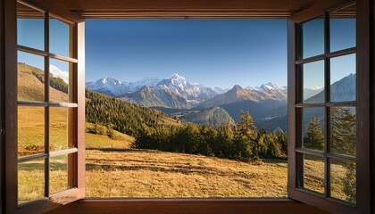 Fototapeta premium view from the window in the mountains