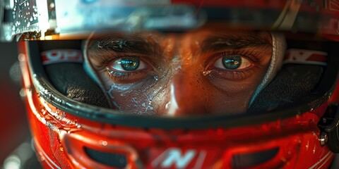 Close-up of a Race Car Driver's Face