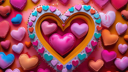 Seamless pattern with heart shape wishing card
