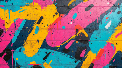 Fototapeta premium Colorful abstract graffiti wall art showcasing vibrant patterns in an urban setting