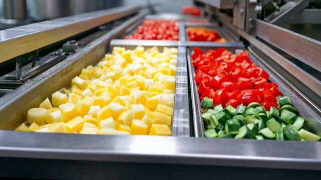 Conveyor belts carry ingredients in the food processing sector, maintaining hygiene and efficiency in every step