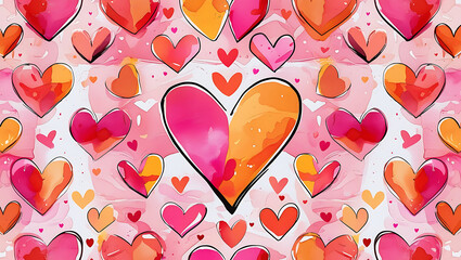 Seamless pattern with heart shape wishing card
