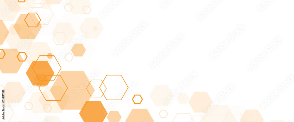 Poster Geometric abstract background with simple hexagonal elements. Medical, technology or science design