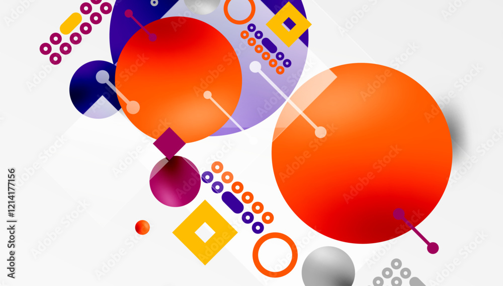 Aufkleber minimalistic abstract vector design, layered geometric shapes circles, squares, and triangles with s