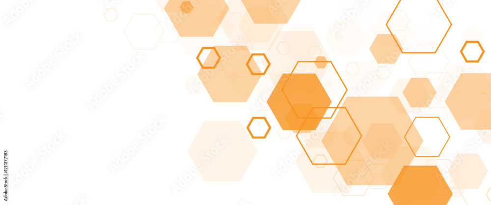 Poster Geometric abstract background with simple hexagonal elements. Medical, technology or science design