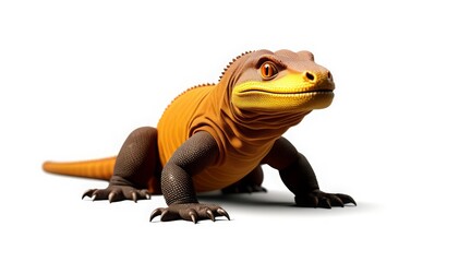 Obraz premium Realistic cartoon lizard with vibrant colors, posed against a white background