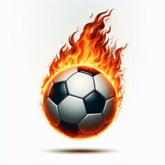 Fototapeta premium Fiery Football: A soccer ball engulfed in vibrant flames, a dynamic image symbolizing passion, competition, and the intense energy of the game.