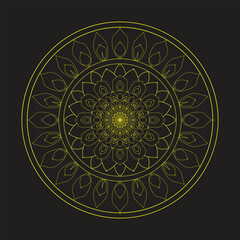 Ornamental mandala with golden color arabesque