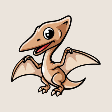 recommend clip art: fun pterodactyl dinosaur cartoon colored character isolated drawing line art style sketch classic vintage design illustration
