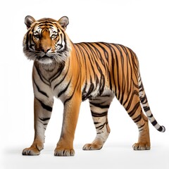 Obraz premium Majestic Bengal Tiger Against Pristine White Background