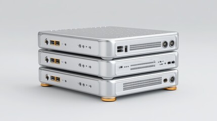 Obraz premium Three silver and gold decorative boxes on a white background three