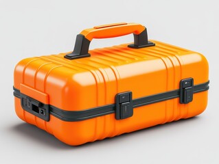 Durable orange case with sturdy black handles for secure portability and storage