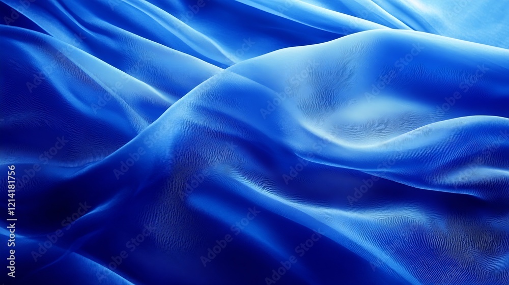 Poster elegant blue satin fabric folds with smooth texture and play of light : generative ai