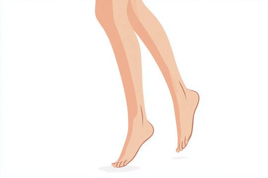 Beautiful female legs on a white background, side view.  illustration
