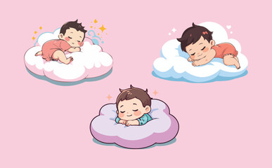 Sleeping Baby on a Cloud Cartoon Vector Icon Illustration Sleeping Baby on a Cloud Cartoon Vector Icon Illustration Sweet Baby Dreams
