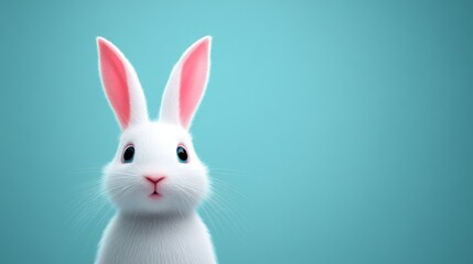 Obraz premium white rabbit on a blue background