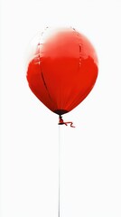 Obraz premium Single Red Balloon Floating on White Background