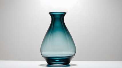 Elegant Teal Glass Vase on a White Surface With Soft Lighting