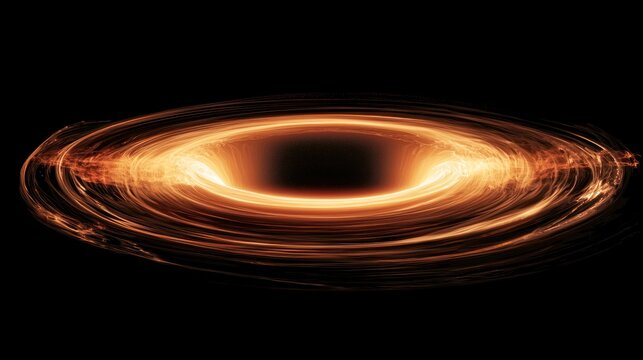 A recreation of the M87 black hole, showing the event horizon and light being distorted around its edge