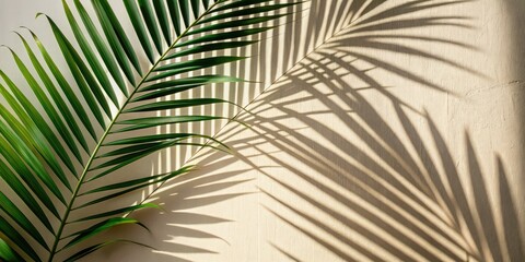 Obraz premium Abstract tropical leaf shadows: minimalist palm art prints for your wall.