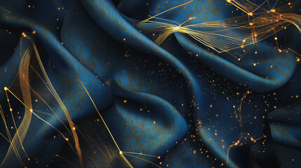 Abstract digital background electromagnetic wave background Innovation digital wave, information technology background and green luxury background with golden line decoration and curve light effect