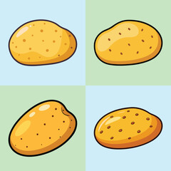 cartoon baked potato vector illustration in colorful grid - a vibrant illustration of four baked potato, perfect for logos, icons and, food themed designs
