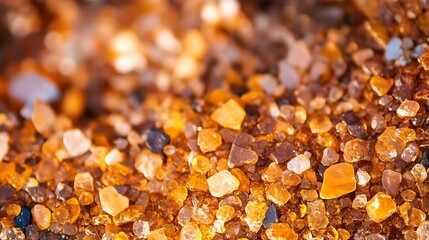 Close Up of Golden Brown Rock Salt Crystals for Culinary and Decorative Uses : Generative AI