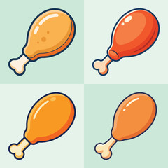 cartoon chicken drumstick vector illustration in colorful grid - a vibrant illustration of four chicken drumstick, perfect for logos, icons and, food themed designs